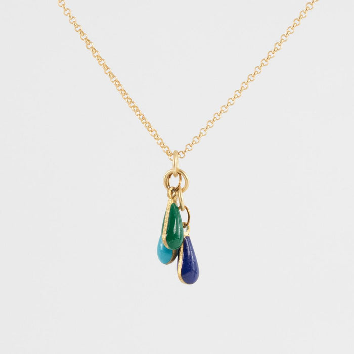 Blue and Green Teardrops Frankie Necklace