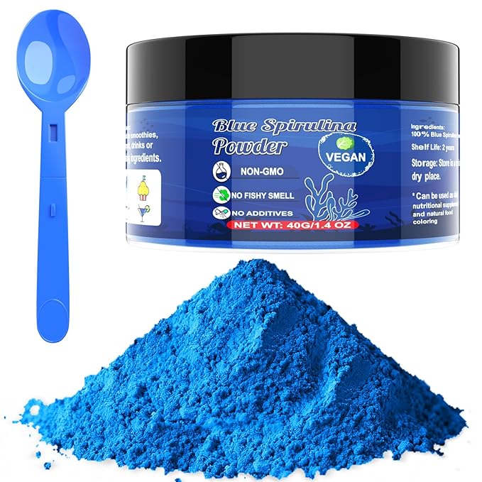 Blue Spirulina Powder - 40g Natural Blue Food Coloring, No Fishy Smell