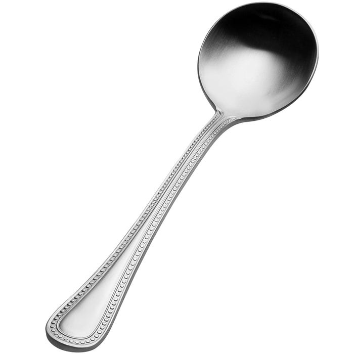 Bon Chef SBS3301 Sombrero 6 1/8" 18/0 Extra Heavy Weight Bonsteel Bouillon Spoon - 12/Pack