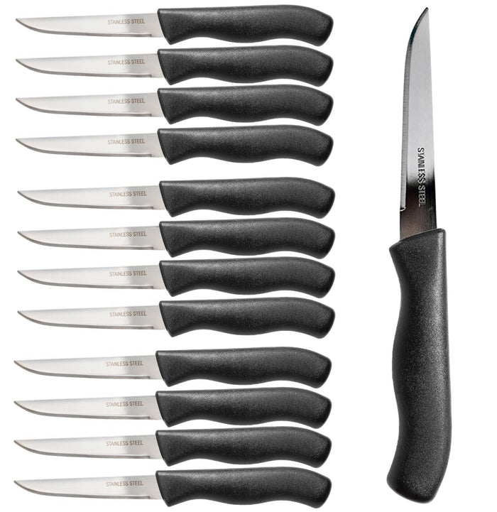 Brenium Paring and Garnishing Knife, 12-Piece Set, Straight Edge, Black