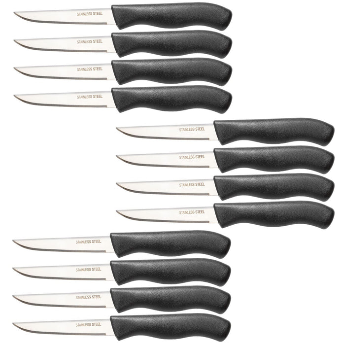 Brenium Paring and Garnishing Knife, 12-Piece Set, Straight Edge, Black