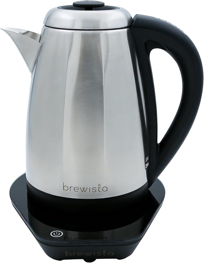 Brewista V-Spout Electric Kettle, Large 1.7 Liter Capacity For Pour Over Coffee, Smart Digital Heating Element, Perfect for Cupping, Stainless Steel