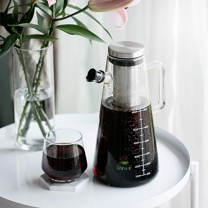 BTaT- Airtight Cold Brew Coffee Maker Pitcher, 2 Liter / 64 oz
