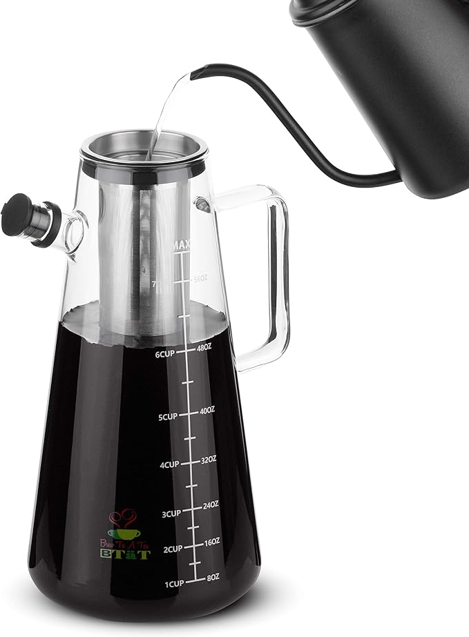 BTaT- Airtight Cold Brew Coffee Maker Pitcher, 2 Liter / 64 oz