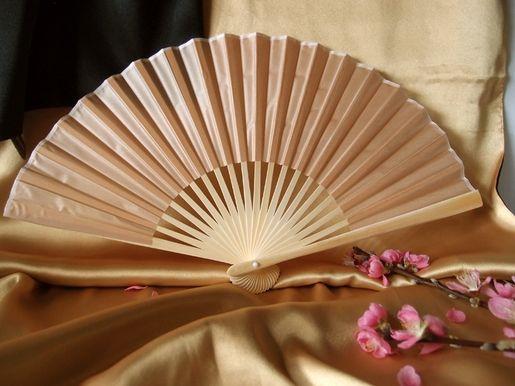 50-Pack 9" Nude Silk Hand Fans for Weddings - Luna Bazaar | Boho & Vintage Style Decor