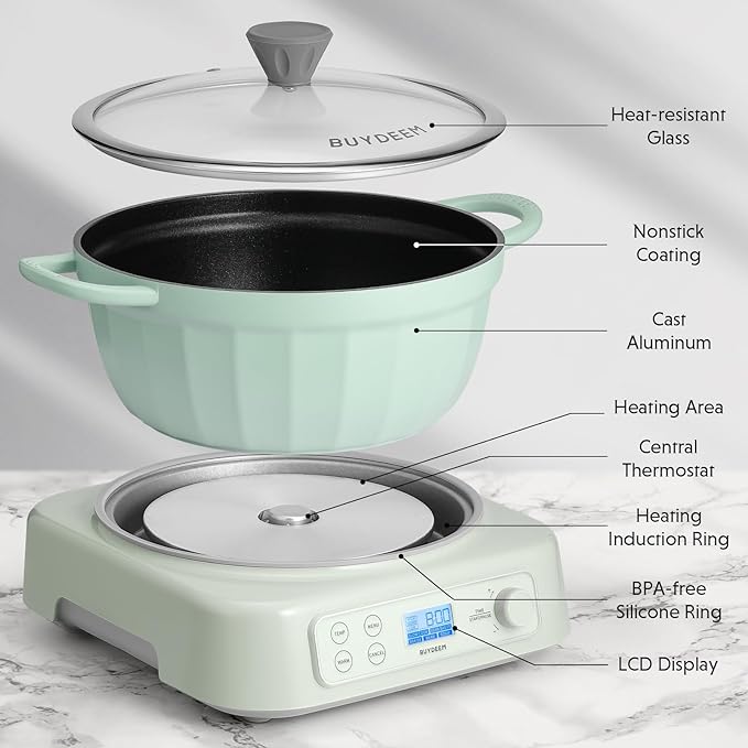 BUYDEEM LP55 5-in-1 Slow Cooker with Removable Nonstick Stockpot, 4.7QT