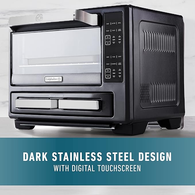 Calphalon Performance 12-in-1 Air Fry Toaster Oven with Dual Zone 12" Pizza Drawer Oven combo,Digital Precision Controls, Dark Stainless