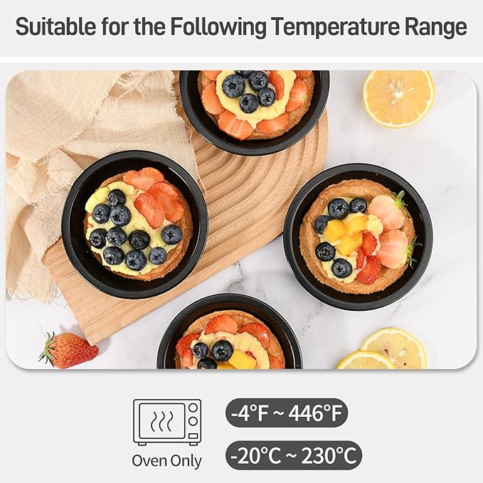CGGYYZ 8 Pcs 4 Inch Mini Pie Pan Tins, Round Tart Pans, Carbon Steel Pizza Pan Nonstick Quiche Pans for Baking Small Bakeware Set - Oven & Dishwasher Safe