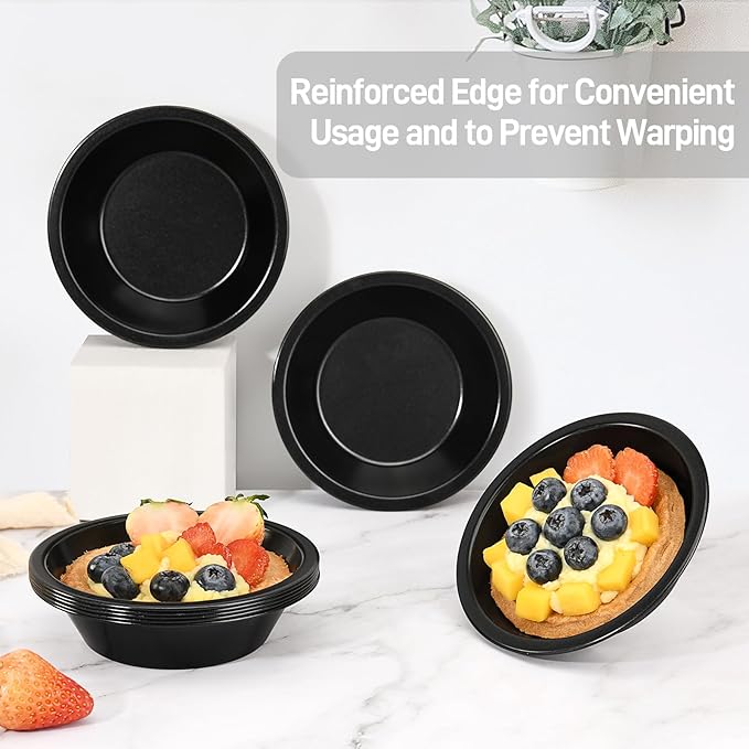 CGGYYZ 8 Pcs 4 Inch Mini Pie Pan Tins, Round Tart Pans, Carbon Steel Pizza Pan Nonstick Quiche Pans for Baking Small Bakeware Set - Oven & Dishwasher Safe