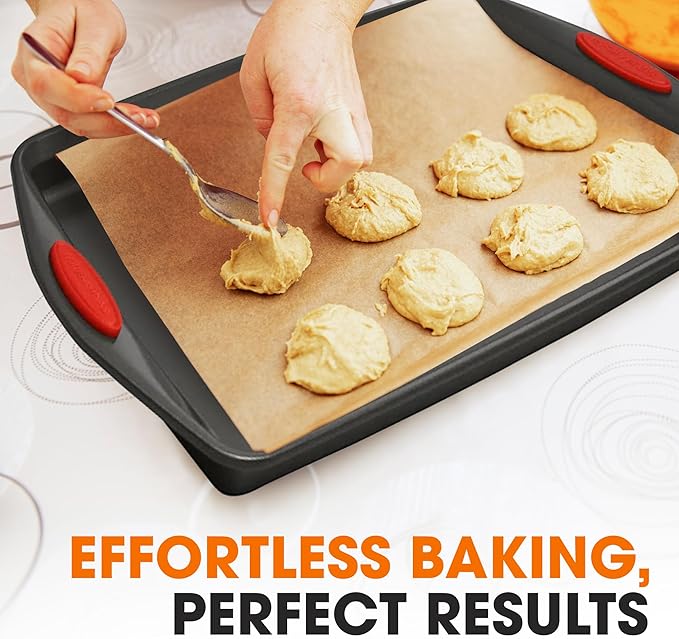 Cheer Collection Baking Pan Set – 3 Piece Non Stick Bakeware Set for Oven, Non Toxic Baking Trays for Cooking, Large Oven Pans, Durable Baking Sheets for Roasting, Cookies, and More