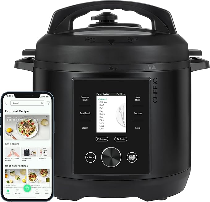 CHEF iQ Smart Pressure Cooker with WiFi and Built-in Scale - Easy-to-Use 10-in-1 Multicooker with 500+ Guided Recipes - Rice Cooker, Slow Cooker, Instant Meals for Foodies - 6 Quart - Family Size