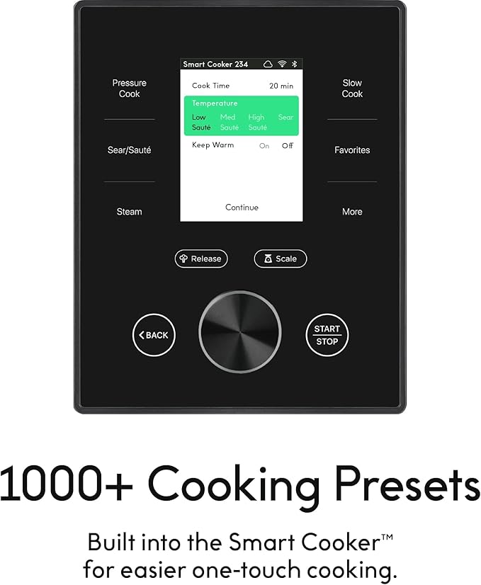 CHEF iQ Smart Pressure Cooker with WiFi and Built-in Scale - Easy-to-Use 10-in-1 Multicooker with 500+ Guided Recipes - Rice Cooker, Slow Cooker, Instant Meals for Foodies - 6 Quart - Family Size
