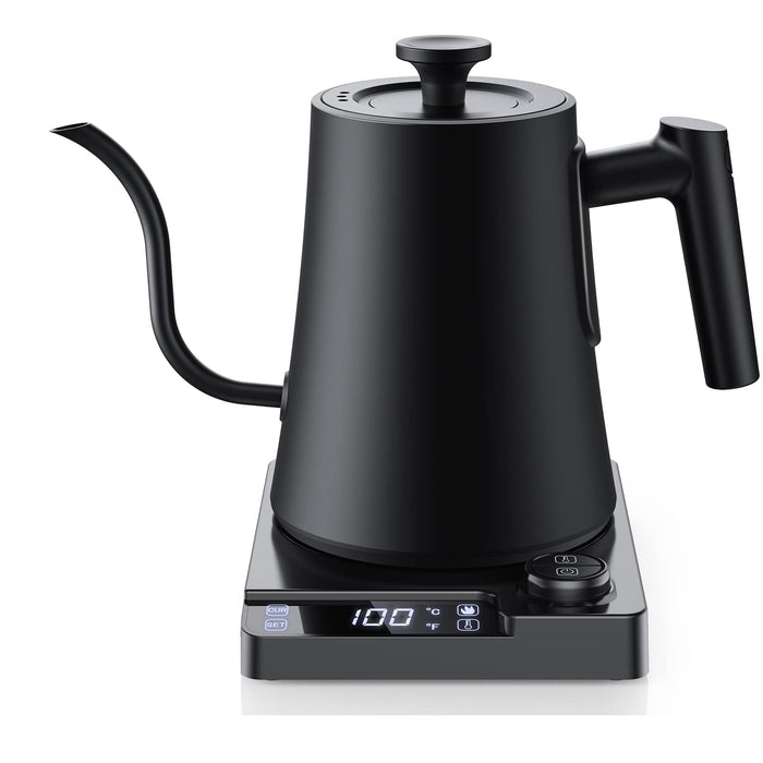 CHEFESS Gooseneck Electric Kettle with ±1°F Temperature Control - 1.0L Pour Over Coffee Kettle & Tea Maker, 1200W Fast Heating, 24H Keep Warm, Built-in Brew Timer, 100% Stainless Steel Interior
