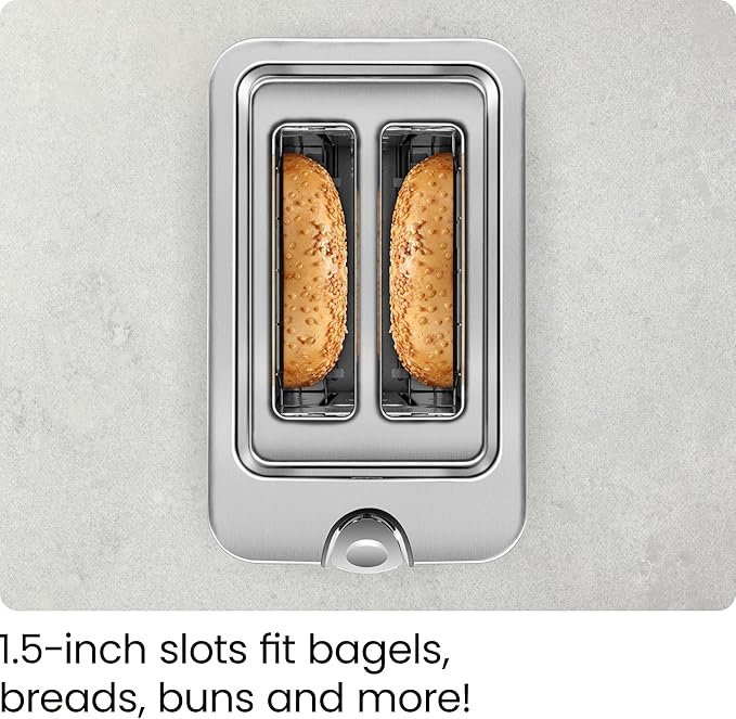 Chefman 2-Slice Digital Toaster, Pop-Up, Stainless Steel, Extra-Wide Slots For Bagels, Defrost, Reheat, Cancel Functions, Removable Crumb Tray