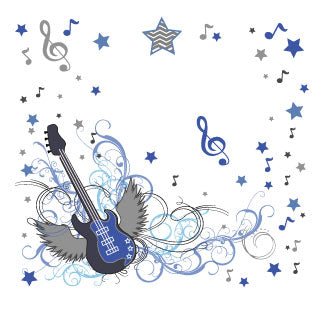 Child's White Table Chair Set - Blue Rock Star - detail view