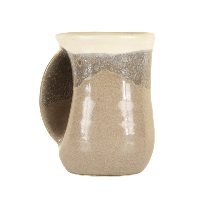Clay in Motion Desert Sand Handwarmer Mug, Left Hand