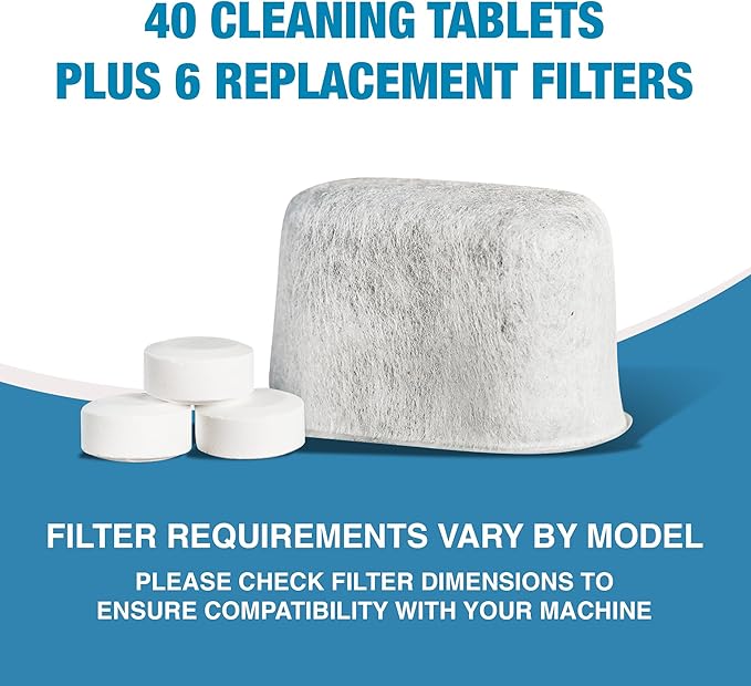 CleanEspresso - Designed For Breville Cleaning Kit - 40 Cleaning Tablets and 6 Water Filters for Breville Espresso Machines - 2g Espresso Machine Tablets