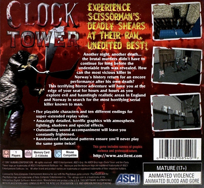 Clock Tower Playstation - Video Game - Used - CaveGamers - Image 2