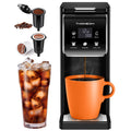 Coffee Maker Hot & Iced With Bold Setting,Single Serve Coffee Maker For K Cup And Grounds,52 Oz Removable Water Tank,6-14 Oz Brew Sizes,One Cup Kcup Coffee Machine With Reusable Filter,(Black)