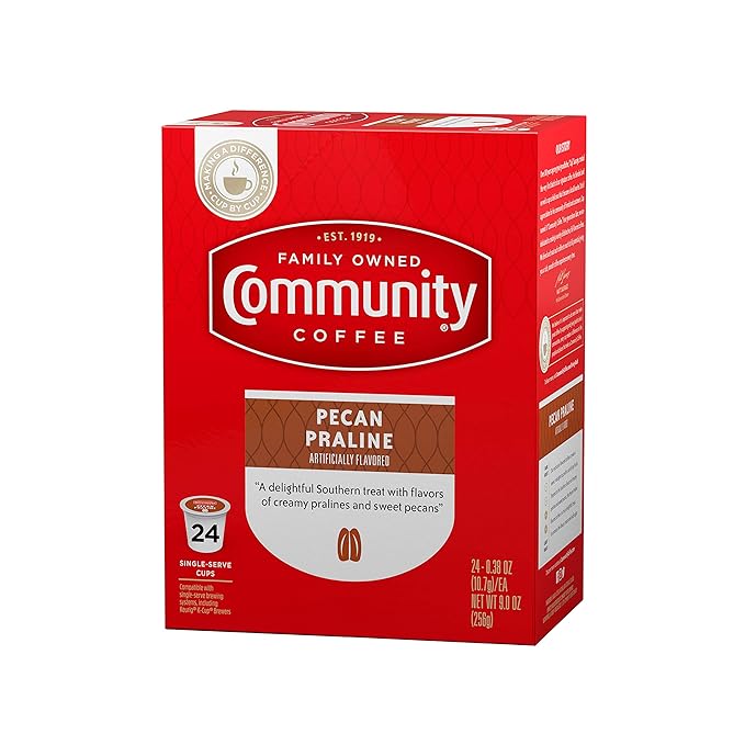 Community Coffee Southern Pecan Praline Flavored 96 Count Keurig K-Cup Coffee Pods, Medium Roast, 24 Count (Pack of 4)