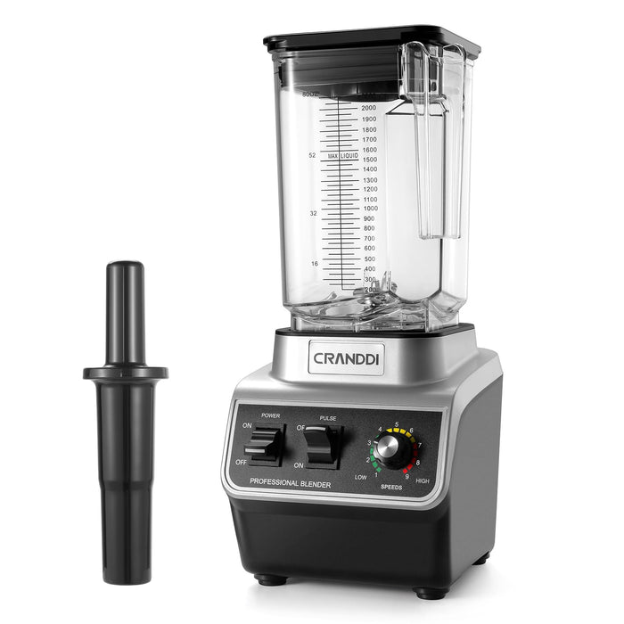CRANDDI Professional Smoothie Blender, 80oz Countertop Blenders for Smoothies, Shakes & Ice Crushing, 1500W Compact Commercial Kitchen Blender with Stainless Steel Blade, 120V, K96