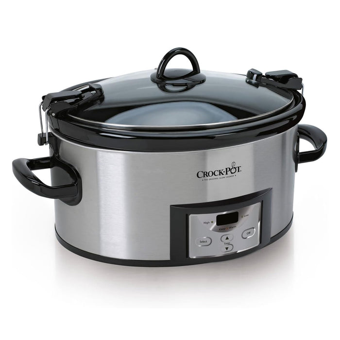 Crock-Pot 6 Quart Cook & Carry Programmable Slow Cooker with Digital Timer Stainless Steel (CPSCVC60LL-S) pack of 1