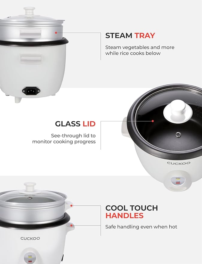 CUCKOO One-Touch Rice Cooker and Warmer, 12-Cup Cooked, White, CR-0601C