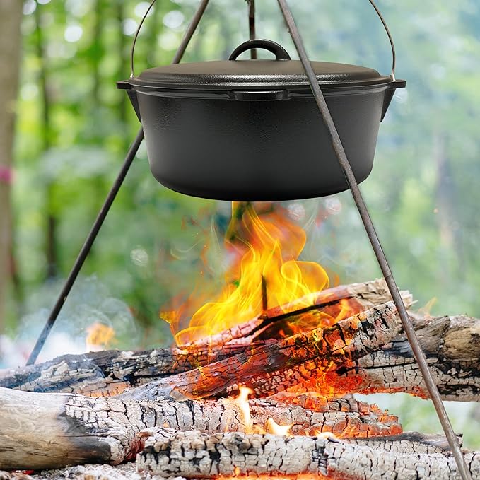 Cuisiland 12 Quart Cast Iron Dutch Oven with Dome lid & Bail Handle