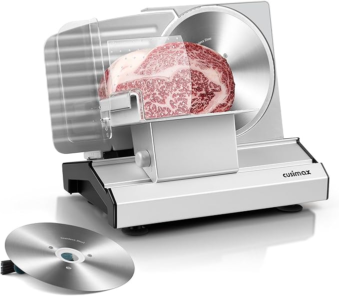 CUSIMAX Meat Slicer,9", 200W,2 Stainless Steel Blades