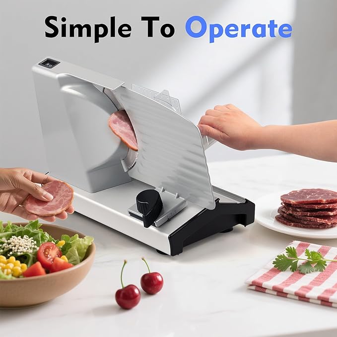 CUSIMAX Meat Slicer,9", 200W,2 Stainless Steel Blades