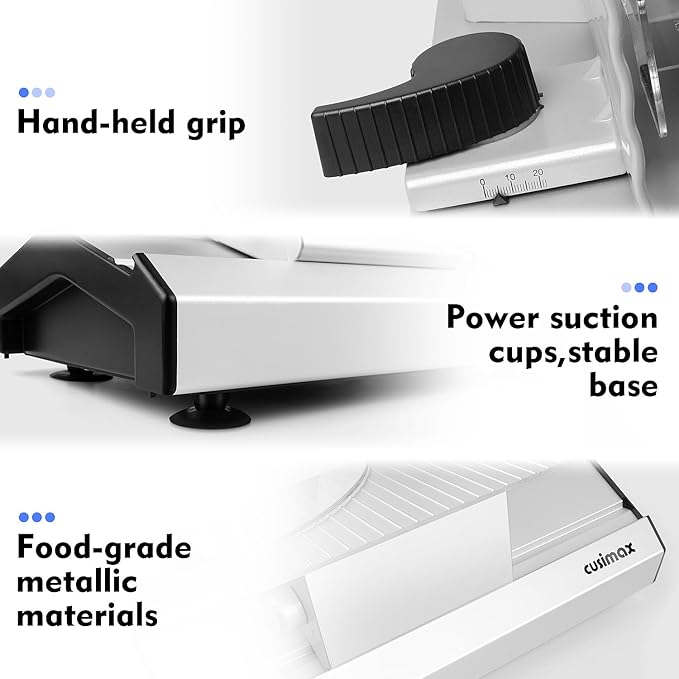 CUSIMAX Meat Slicer,9", 200W,2 Stainless Steel Blades