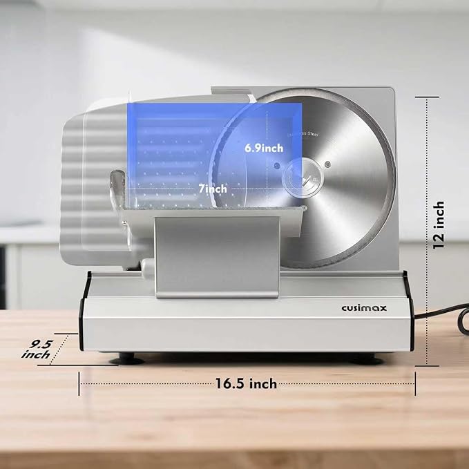 CUSIMAX Meat Slicer,9", 200W,2 Stainless Steel Blades