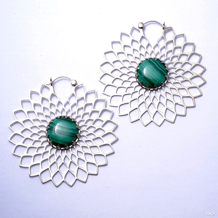 Dahlia Earrings with Stone from Tawapa with Malachite