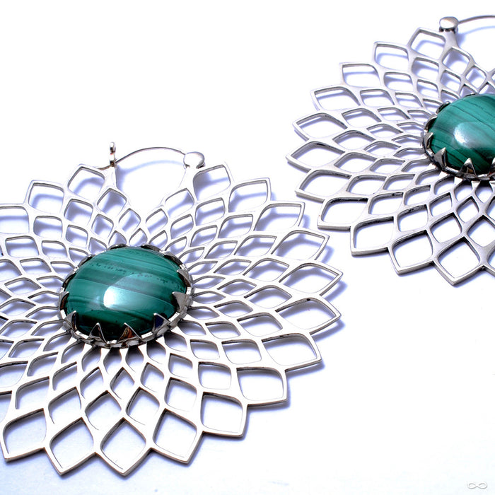 Dahlia Earrings with Stone from Tawapa with Malachite