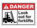 Danger Look Out For Forklifts Sign