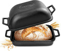 Davivy 9QT Large Cast Iron Bread Loaf Pan with Lid, Dutch Oven for Sourdough Bread Baking, Non-stick Cast Iron Sourdough Baking Pan with Lid, 12.3" x 9.2", Matte Black