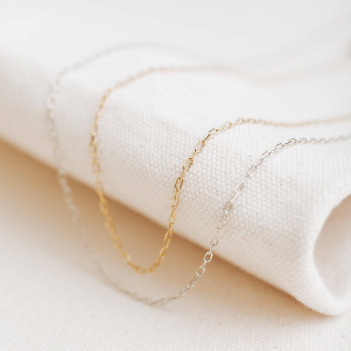 Small Delicate Cable Chain by Bel Kai with an antiqued fine silver or 24K gold finish