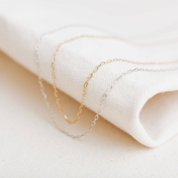 Small Delicate Cable Chain handmade in the United States with a brass base and lobster clasp