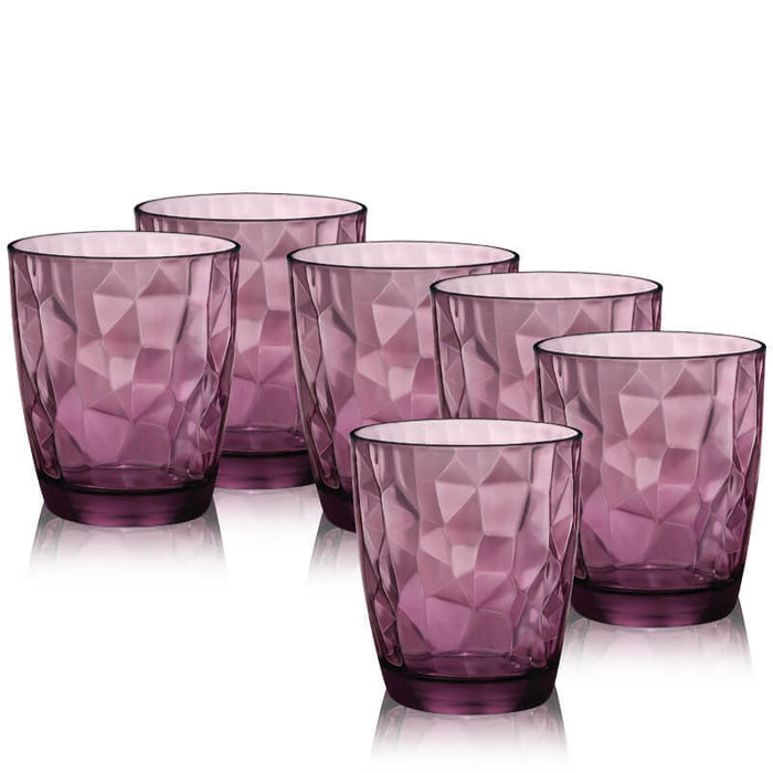 Diamond Acqua Rock Purple Bicchiere 30 cl Set 6 Pz in Vetro Colorato Viola
