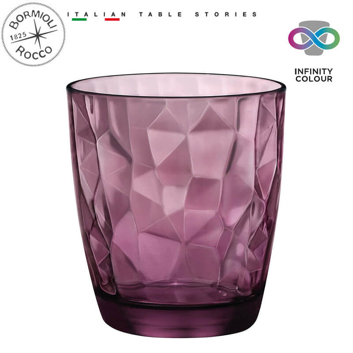 Diamond Acqua Rock Purple Bicchiere 30 cl Set 6 Pz in Vetro Colorato Viola