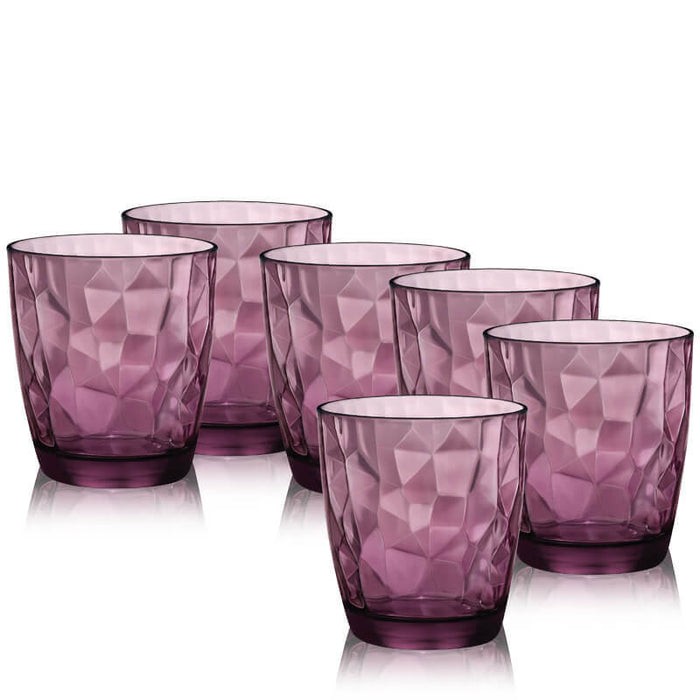 Diamond Rock Purple Bicchiere Dof 38,5 cl Set 6 Pz In Vetro Colorato Viola