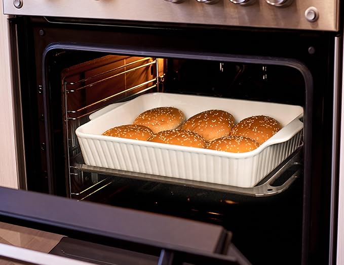 Dizada 9x13 Casserole Dish Set of 2 - Deep 4.2 Qt Porcelain Baking Dishes, Ceramic Bakeware for Lasagna, Roasts, Cake, Oven Microwave Safe(NO LIDS)