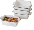 DLIM HOME 12 Oz Casserole Dish, Ceramic Baking Dishes Sets of 4, Small Casserole Dish with Handle, Porcelain Bakeware Sets, 5" Rectangular Baking Serving Dish for Casserole, Cakes, Dishwasher Oven Safe