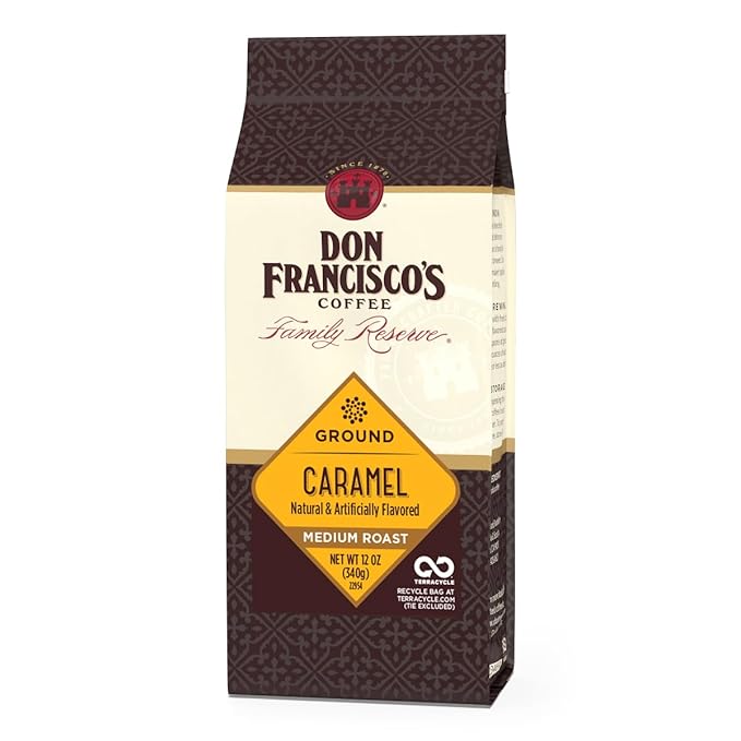 Don Francisco's Caramel Ground Coffee, Medium Roast – 100% Arabica, Flavored Coffee, 12 oz Bag