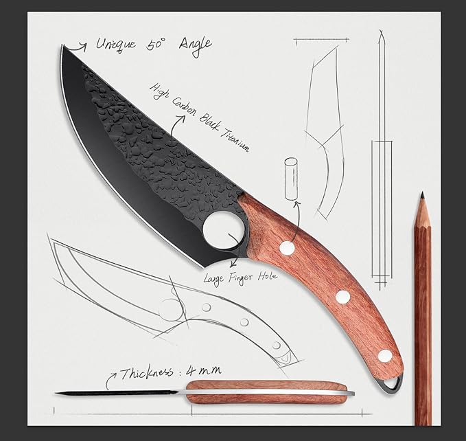 DRAGON RIOT Huusk Chef Knife, Viking Kitchen Knife with Sheath