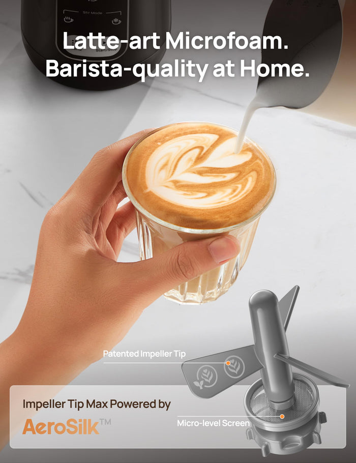 DREO Milk Frother, 8-in-1 Electric Stainless Steel Frother for Latte Art Microfoam and Coffee, 9oz/270ml Warm and Cold Foam Automatic Frothers, LED, Easy to Clean