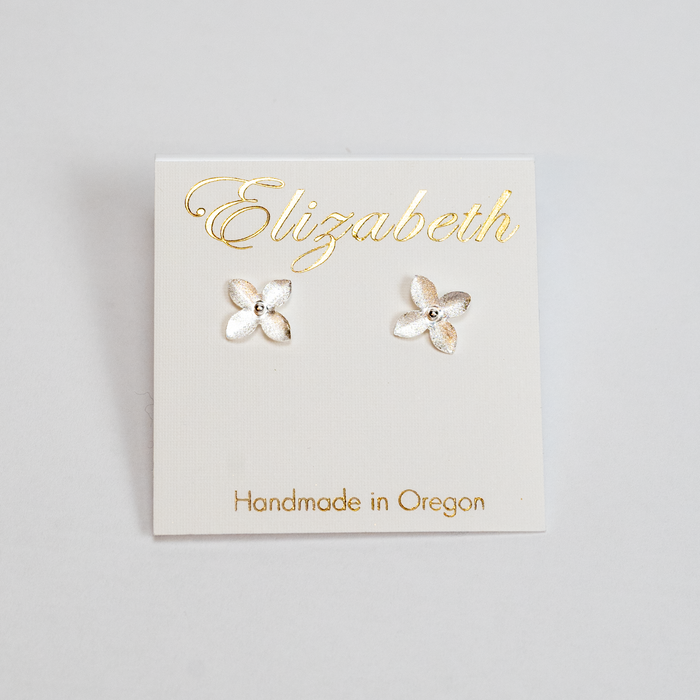 Earring Four Pedal Flower Silver Stud