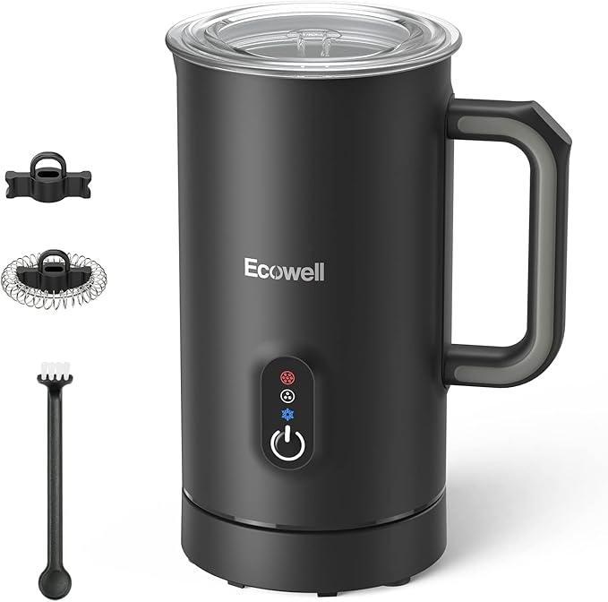 ECOWELL Milk Frother, 4-in-1 Electric Milk Steamer, 120s Fast Frothing