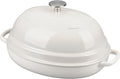 EDGING CASTING Enameled Oval Cast Iron Dutch Oven Pot with Lid, Bread Dutch Oven for Sourdough Bread Baking, Dutch Oven Bread, Bread Oven, 6QT, White