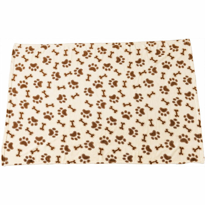Ethical Pet Snuggler Bones/Paws Print Blanket Cream